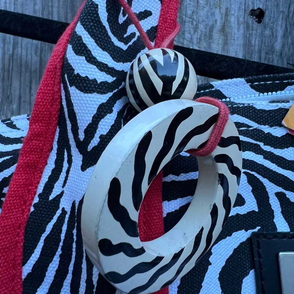 HALLE JOY Zebra Print Canvas Tote Shoulder Bag NWT NEW